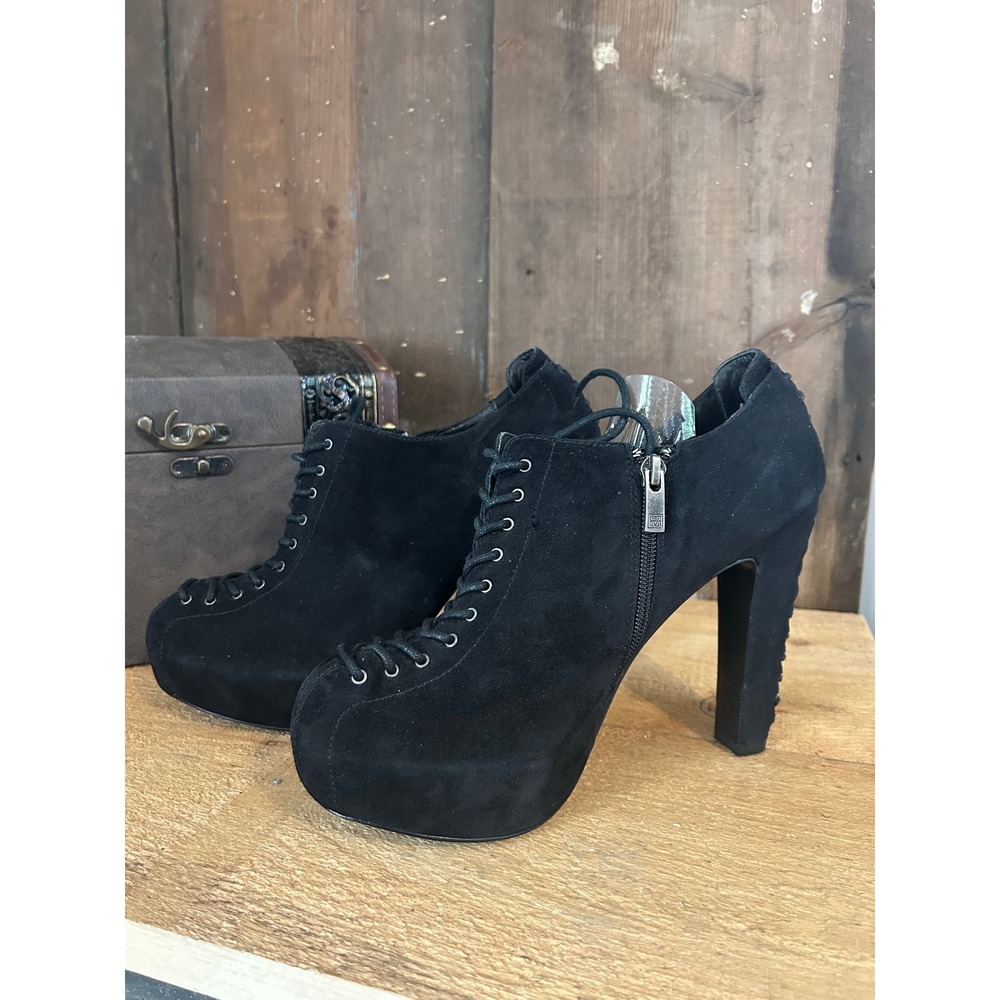 Pour La Victoire Black‎ Suede Lace Up Platform Ankle Boots Corset Heel Mens 10